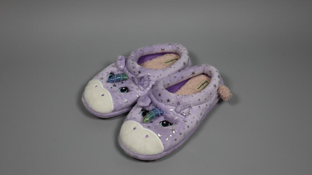 Dearfoams Kid Toddlers Whimsical Washable Slipper Purple Unicorn Size 4-5
